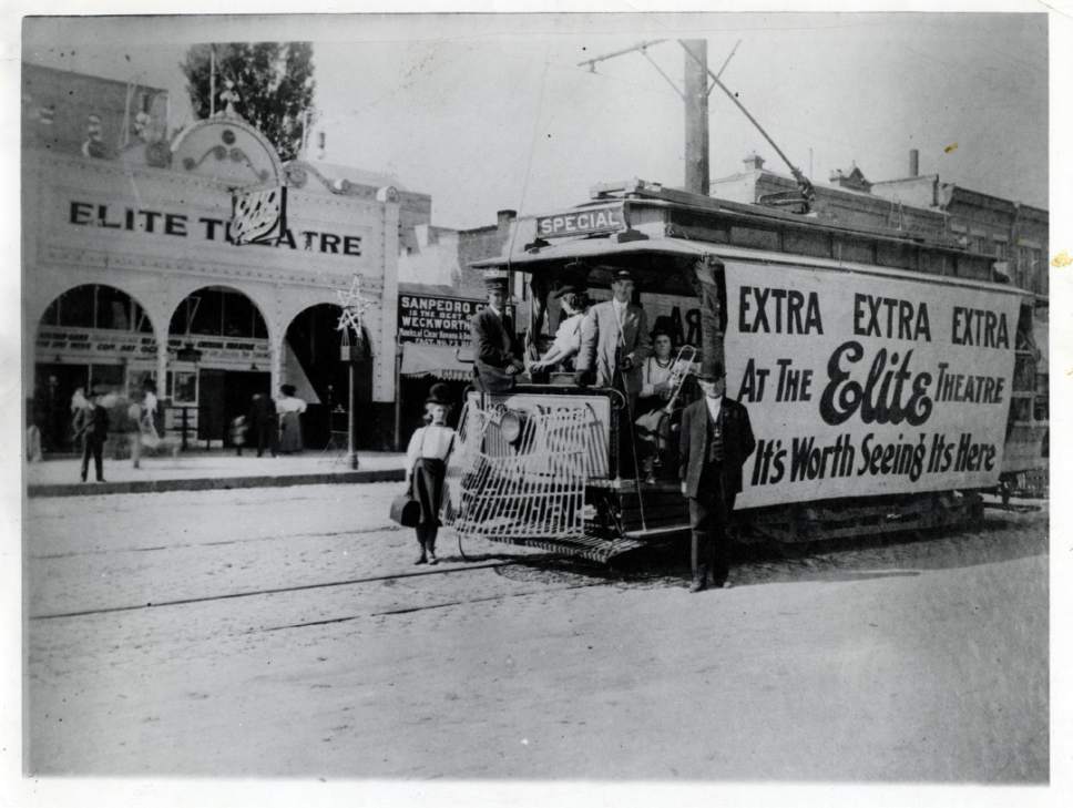 Tribune file photo

A trolley car is seen outside the Elite Theater in Salt Lake City. The theater was located between 300 and 400 South on State Street and operated from 1908-1912.