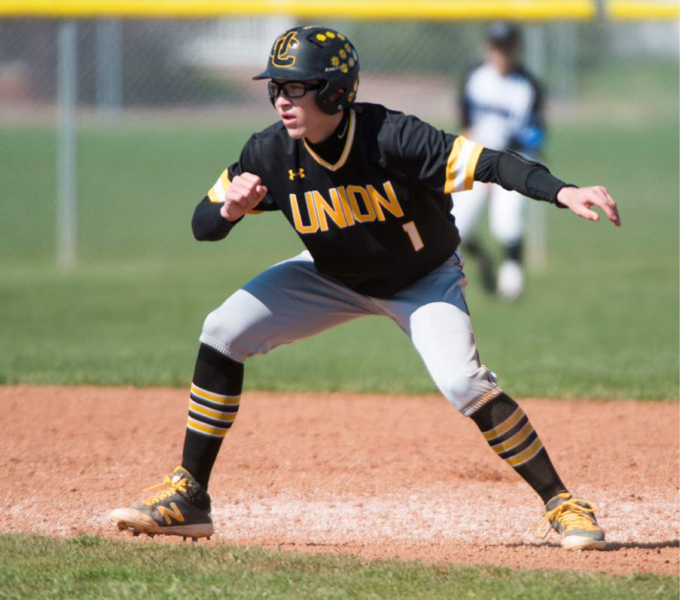 Rick Egan  |  The Salt Lake Tribune

Weston Walker (1) runs the bases for Union, in prep baseball action, Union vs Stansbury, Monday, April 10, 2017.