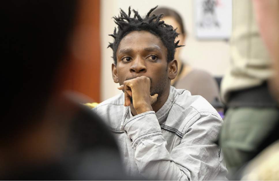 Francisco Kjolseth | The Salt Lake Tribune
Abdullahi "Abdi" Mohamed, who was shot and critically wounded by police last February, appears at the Matheson Courthouse in Salt Lake City on Monday, Jan. 23, 2017, for a preliminary hearing.