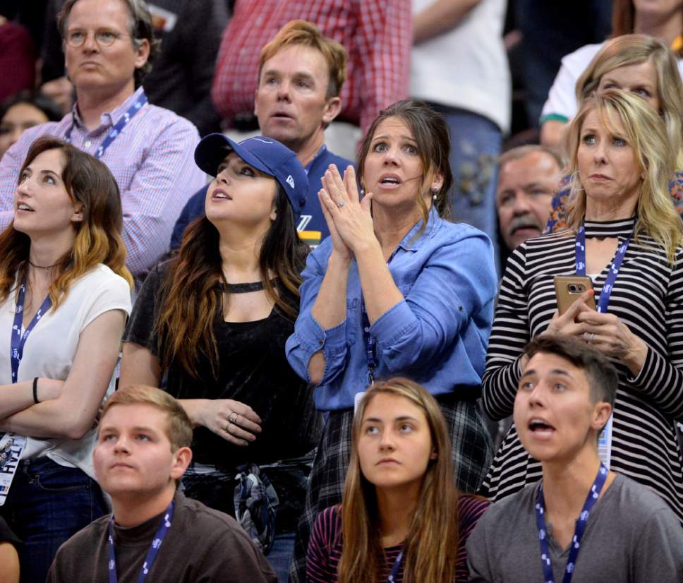 Steve Griffin  |  The Salt Lake Tribune


Nervous Jazz fans watch the closing seconds of the of the last game of the 2017 season against San Antonio at Vivint Smart Home Arena in Salt Lake City Wednesday April 12, 2017.