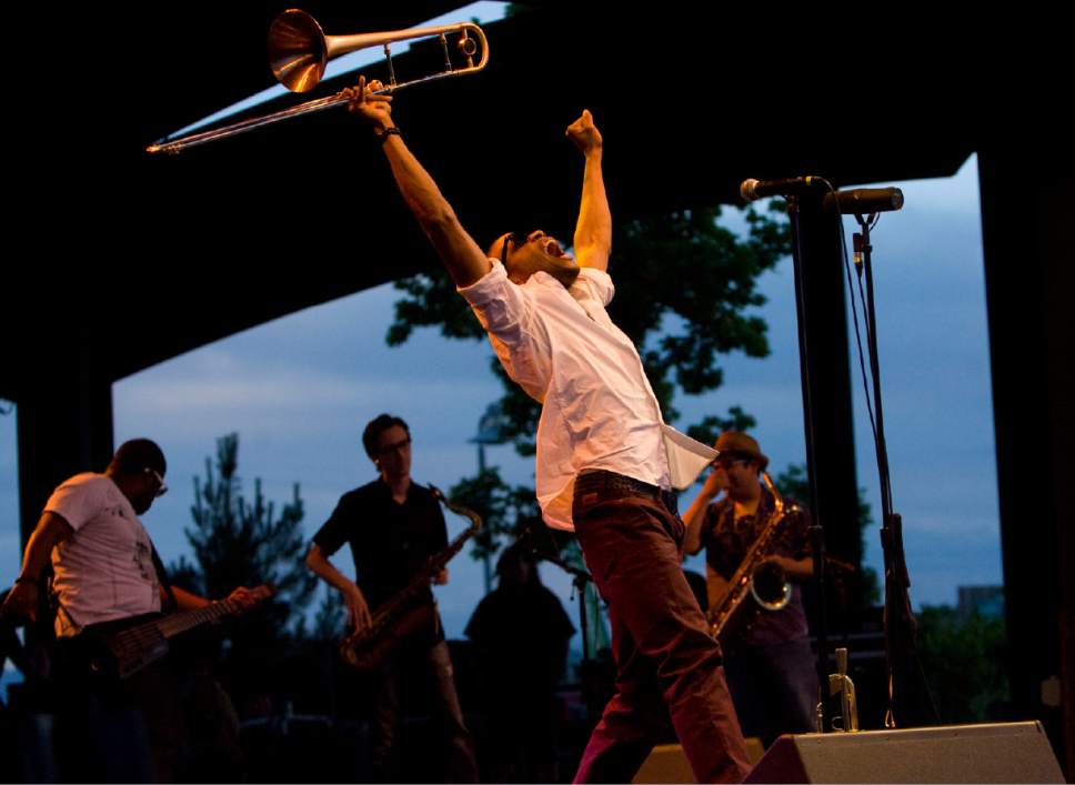Kim Raff  |  The Salt Lake Tribune

Trombone Shorty performs at Red Butte Gardens in Salt Lake City on June 9, 2013.