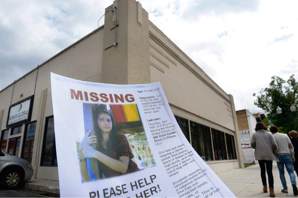 Scott Sommerdorf   |  The Salt Lake Tribune
Volunteers searched for Elizabeth Elena Laguna-Salgado, 26, who was last seen walking home April 16 from the Nomen Global Language School at 384 W. Center St. in Provo.
Saturday, April 25, 2015