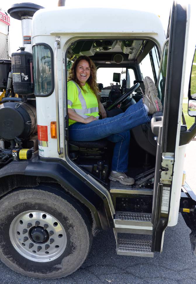 Francisco Kjolseth | The Salt Lake Tribune
Rhonda Kitchen who has been driving garbage and recycling trucks for the Wasatch Front Waste & Recycling District for the past 17 years, was selected as 2017 "Driver of the Year" in  the category of small government operations.