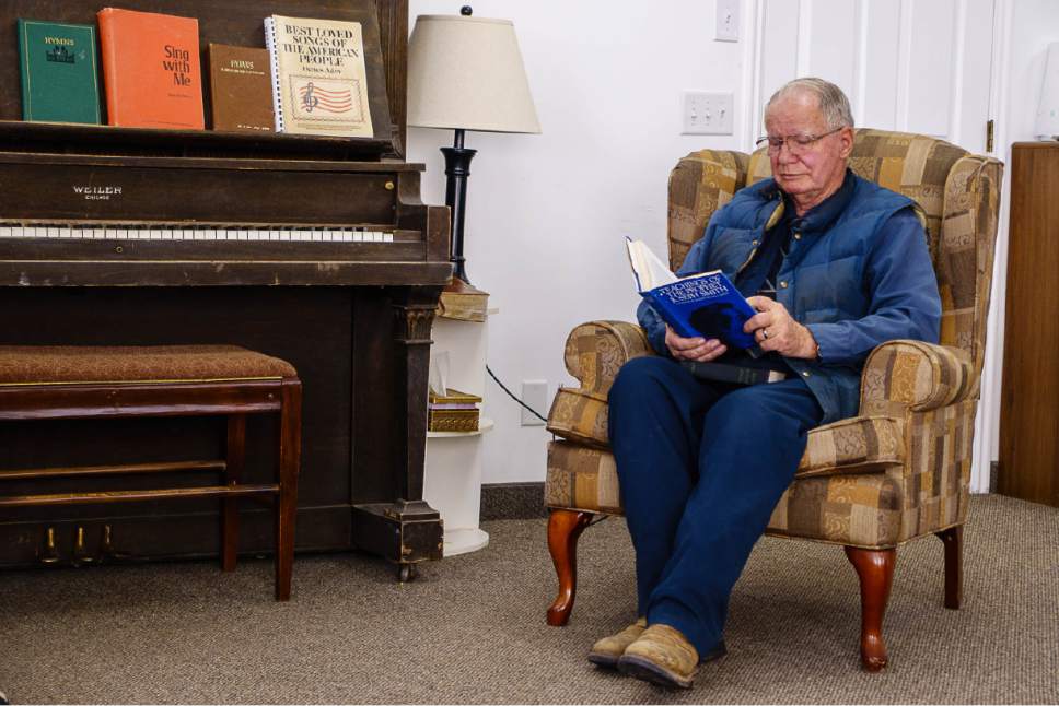 Trent Nelson  |  The Salt Lake Tribune
Alvin Barlow holding the book Teachings of the Prophet Joseph Smith, at his home in Hildale, Monday February 13, 2017.
