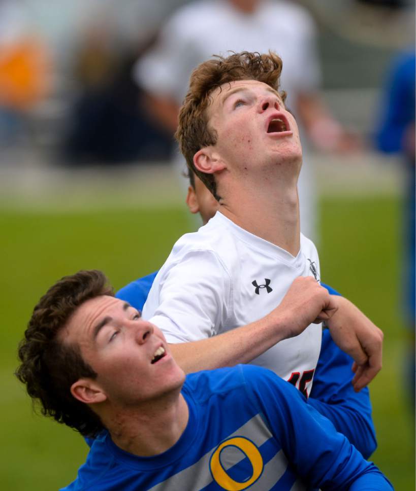 Steve Griffin  |  The Salt Lake Tribune


Alta's Nick Lowrimore holds off Orem's Tanner Gill as Lowrimore looks for the ball during soccer match at Alta High School in Sandy Tuesday April 18, 2017.