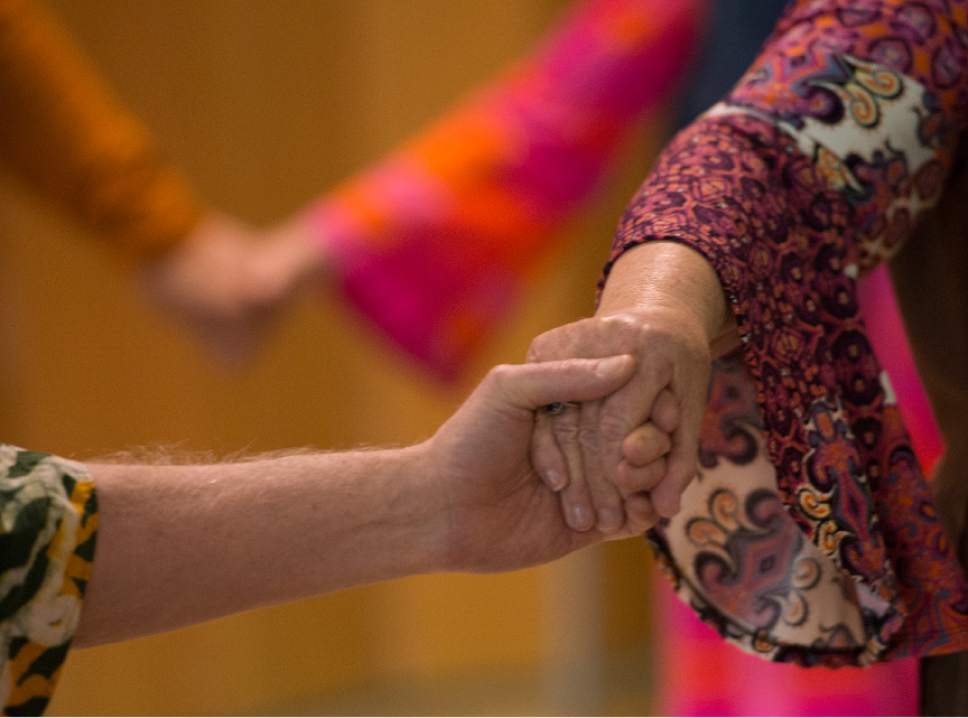 Leah Hogsten  |  The Salt Lake Tribune 
Performers hold a dress rehearsal Thursday, April 20, 2017, at the 10th East Senior Center for a Saturday, April 22 dance performance, "That 70's Show" by Grey Matters Dance for Parkinson's - Utah. The Grey Matters program is a way for participants to use dance and creativity to alleviate the physical, social, emotional and cognitive symptoms of the disease.