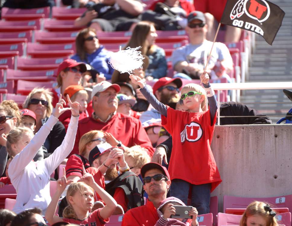 Leah Hogsten  |  The Salt Lake Tribune 
The University of Utah Utes were back in action  during the 16th-annual Red-White football game on Saturday, April 15, 2017 at  Rice-Eccles Stadium.