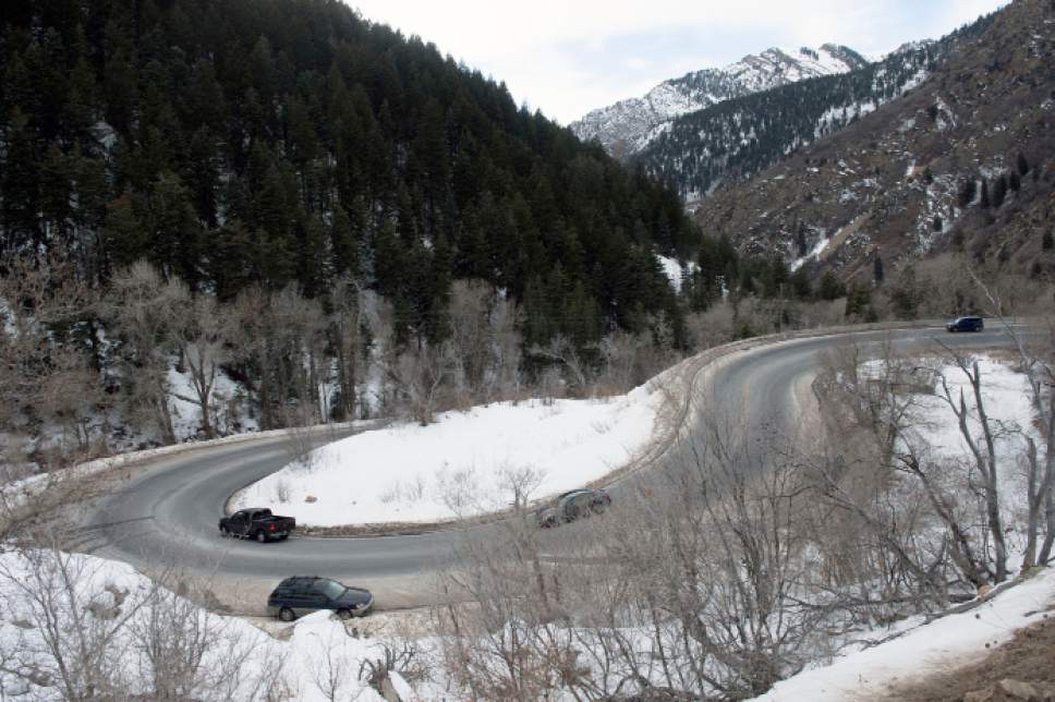 Steve Griffin  |  Tribune file photo
Cars drive on the "S" curve in Big Cottonwood Canyon in 2014. A study by students at the University of Utah proposes tolls for the canyon with funds going towards transit improvements.