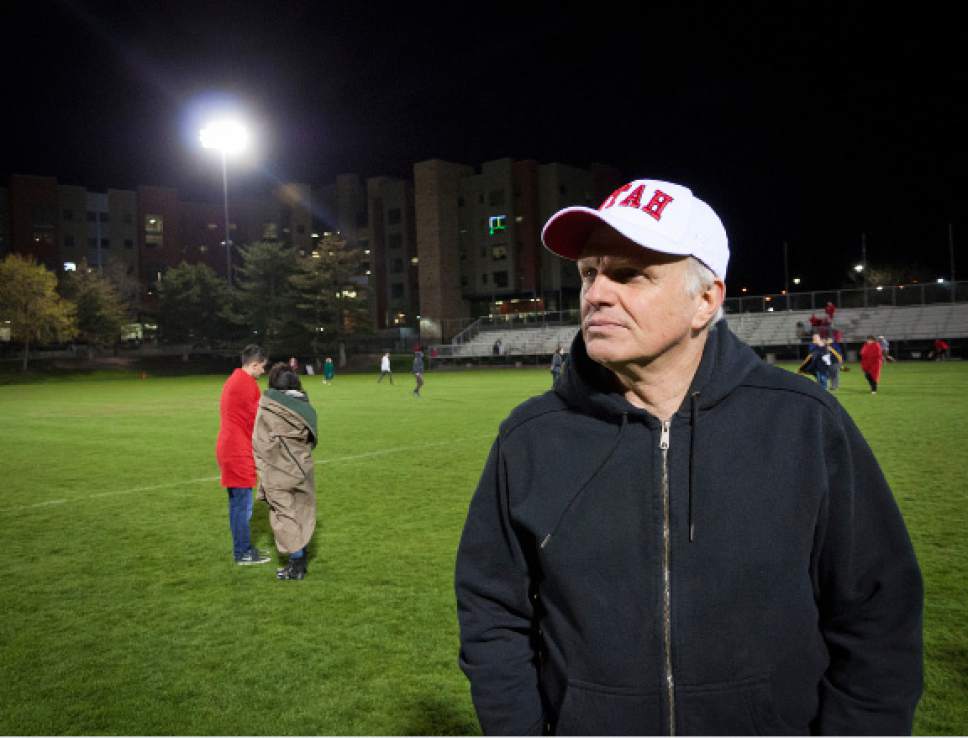 Michael Mangum  |  Special to the Tribune

Utah Utes men's lacrosse team donor David Neeleman is shown on the field following the team's loss to the Texas Longhorns at Ute Soccer Field in Salt Lake City on Thursday, April 13, 2017. Neeleman is also the father of freshman defender Seth Neeleman.