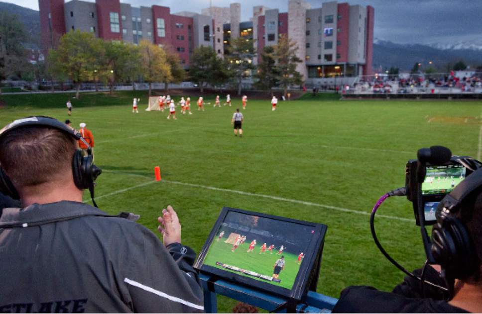 Michael Mangum  |  Special to the Tribune

With elevated video coverage and live streaming via the team's Youtube channel, including play-by-play calling, the Rocky Mountain Lacrosse League's Utah Utes men's lacrosse team takes on the Texas Longhorns at Ute Soccer Field in Salt Lake City on Thursday, April 13, 2017.