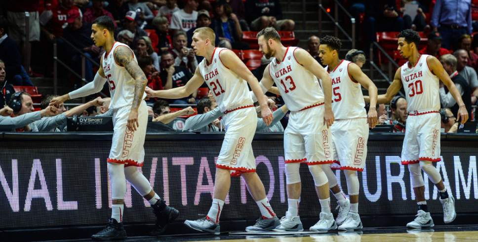 Steve Griffin  |  The Salt Lake Tribune


The Utah starters shake hands with the timers at the start of their game against Boise State during first round of the NIT at the Huntsman Center on the University of Utah campus in Salt Lake City Tuesday March 14, 2017.