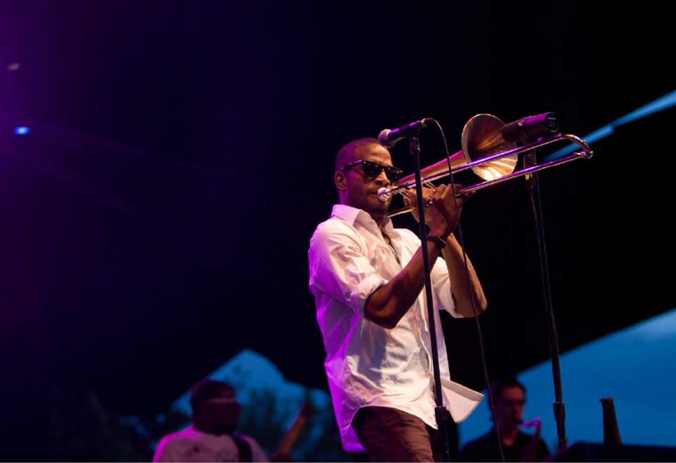 Kim Raff  |  The Salt Lake Tribune

Trombone Shorty performs at Red Butte Garden in Salt Lake City on June 9, 2013. He returns to the garden in August supporting a new album, "Parking Lot Symphony."