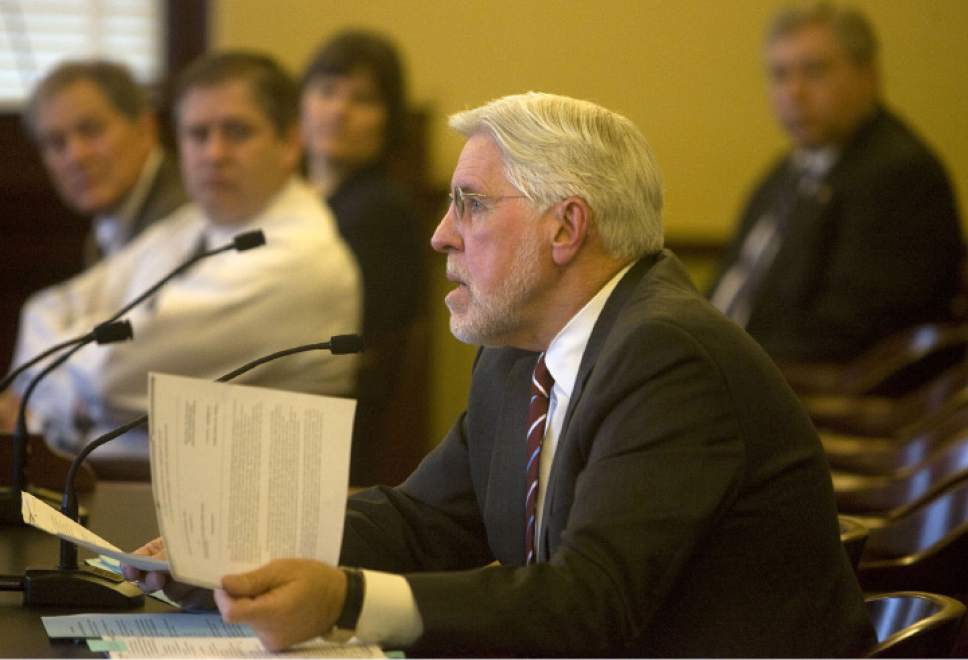 Al Hartmann  |  The Salt Lake Tribune

Judge Robert Hilder speaks to the Senate Judicial Confirmation Committee Wednesday November 12, 2008 at the Utah state Capitol.  He was up for confirmation for a Utah Court of Appeals position. He was confirmed 3-2 by the committee.
