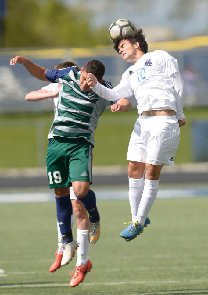 Leah Hogsten  |  The Salt Lake Tribune 
Bingham High School boys' soccer team defeated Copper Hills High School 2-1, during their game April 25, 2017.