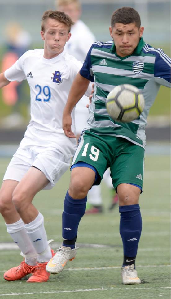 Leah Hogsten  |  The Salt Lake Tribune 
Bingham High School boys' soccer team defeated Copper Hills High School 2-1, during their game April 25, 2017.