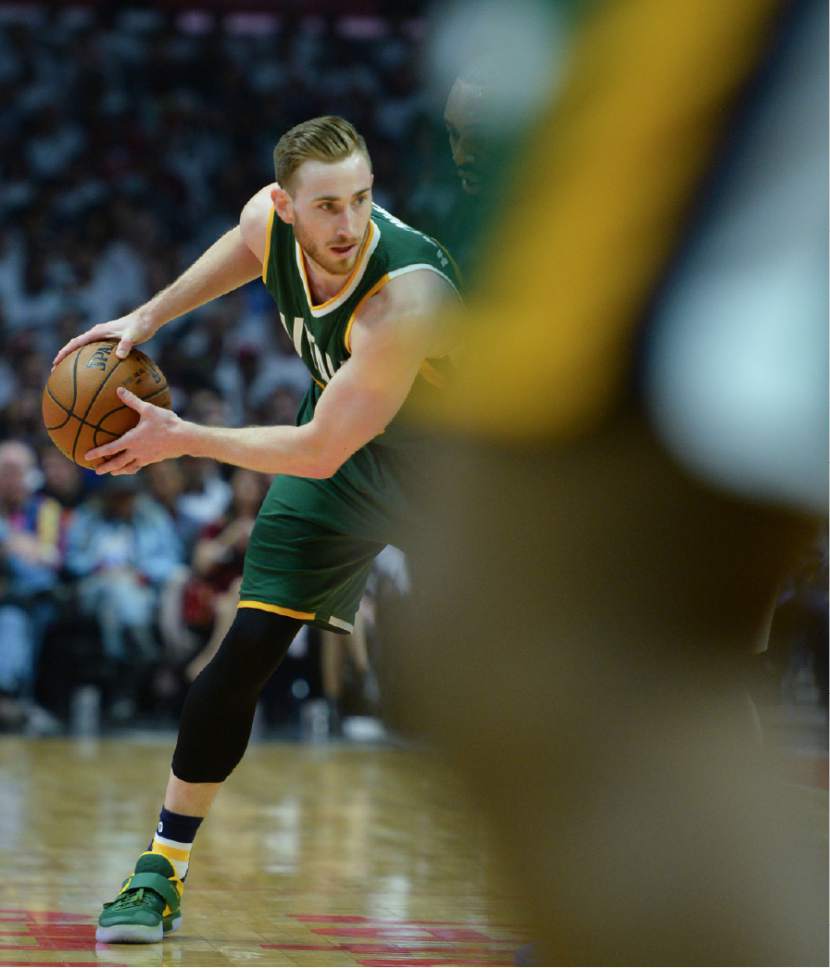 Steve Griffin  |  The Salt Lake Tribune


Utah Jazz forward Gordon Hayward (20) holds the ball away from the Clipper defense during game 5 of the the Jazz versus Clippers NBA playoff game at the Staples Center in Los Angeles Tuesday April 25, 2017.