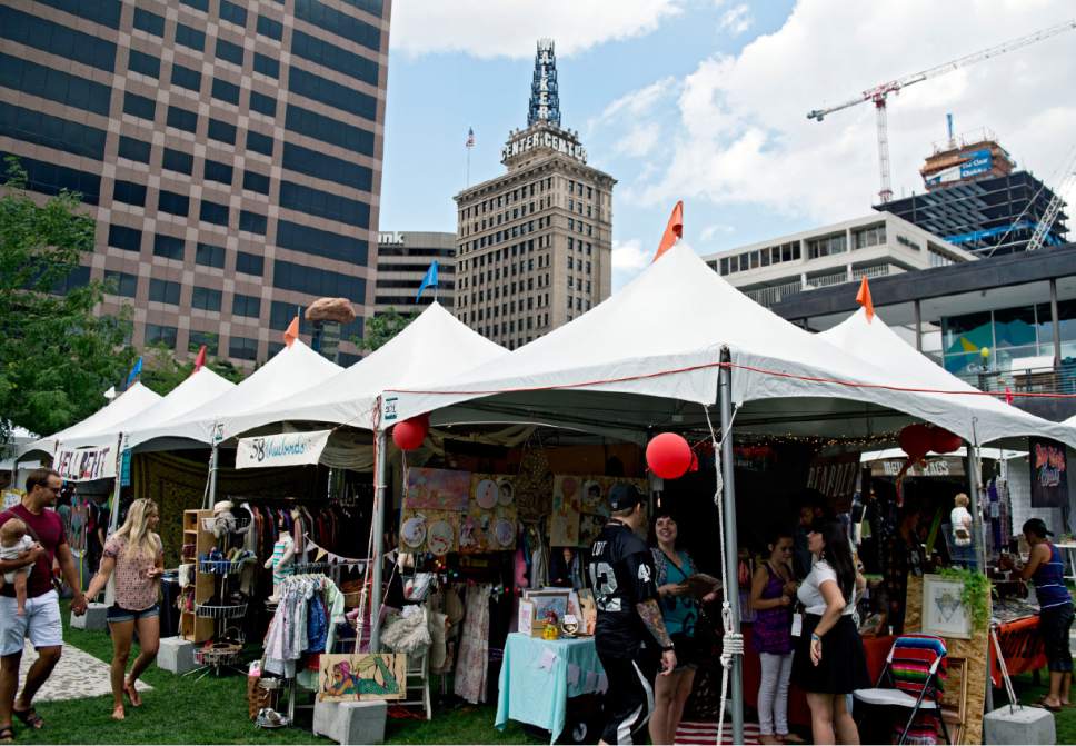 Lennie Mahler  |  The Salt Lake Tribune

Crowds stroll through the Craft Lake City DIY Festival in downtown Salt Lake City on Saturday, Aug. 8, 2015.