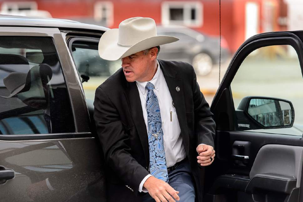 Trent Nelson  |  The Salt Lake Tribune
Texas Ranger Nick Hanna arrives at court in Cranbrook, B.C., Tuesday April 18, 2017 for the trial of Winston Blackmore. Blackmore and co-defendant James Oler are the first fundamentalist Mormons to be tried for polygamy in Canada.