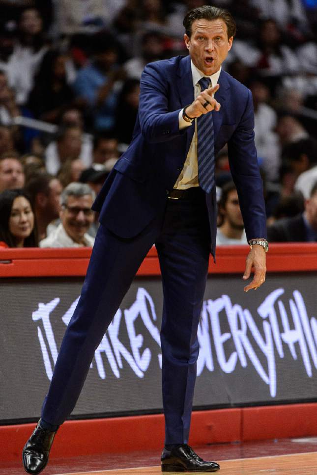 Trent Nelson  |  The Salt Lake Tribune
Utah Jazz head coach Quin Snyder as the Utah Jazz face the Los Angeles Clippers in Game 7 at STAPLES Center in Los Angeles, California, Sunday April 30, 2017.