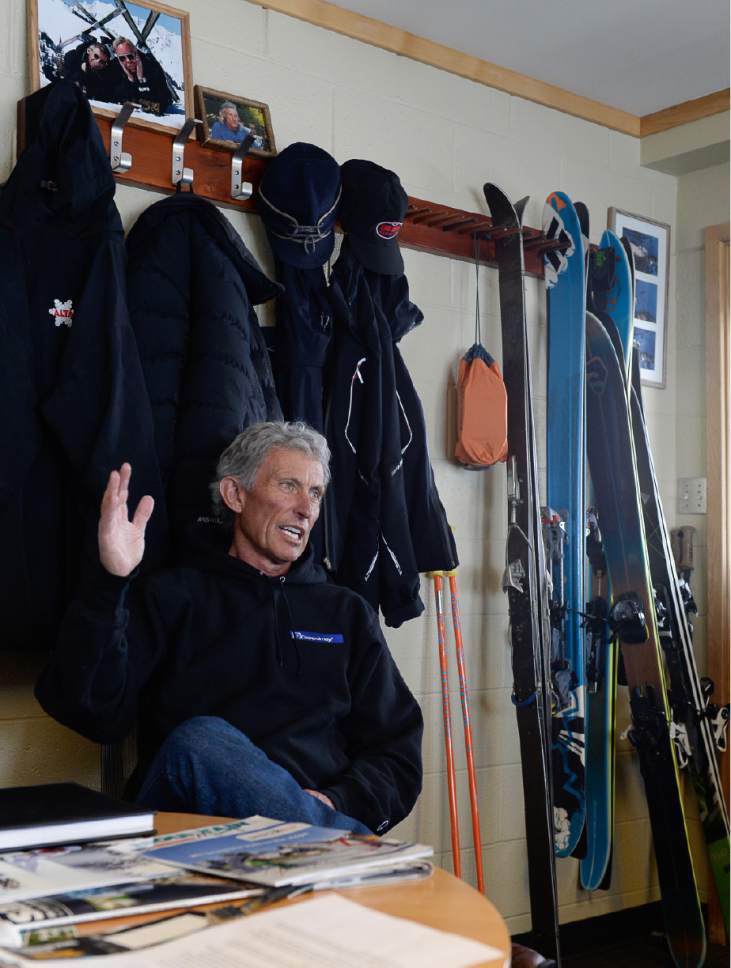 Francisco Kjolseth | The Salt Lake Tribune
Surrounded by skis and telling stories as the snow continues to fall outside in late April, Onno Wieringa, 67, has just completed his last season as general manager at Alta Ski Area, a position he's held since 1988. He started working at the resort in 1972.