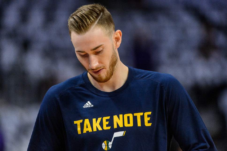 Trent Nelson  |  The Salt Lake Tribune
Utah Jazz forward Gordon Hayward (20) warms up as the Utah Jazz face the Los Angeles Clippers in Game 7 at STAPLES Center in Los Angeles, California, Sunday April 30, 2017.