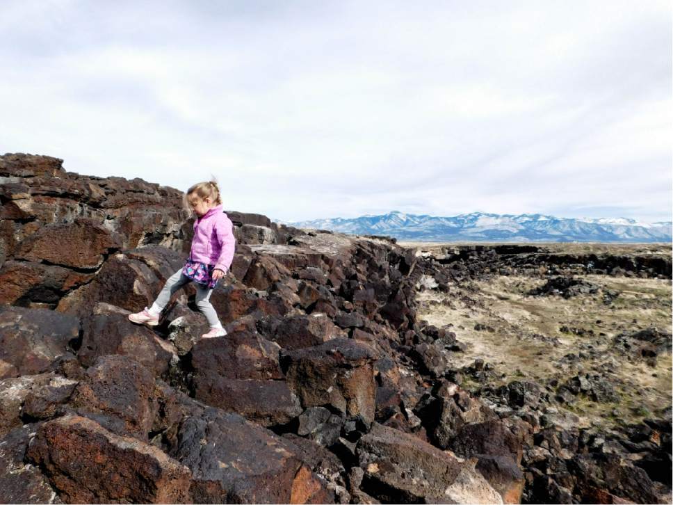 Erin Alberty  |  The Salt Lake Tribune


The writer's daughter climbs over a field of boulders near a lava tube March 7, 2017 on Tabernacle Hill near Meadow in Millard County.
