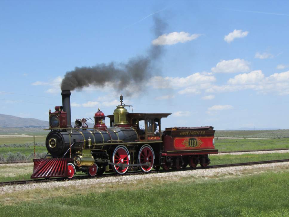 Tom Wharton  |  The Salt Lake Tribune 

Demonstration of Engine 119 running on tracks at Golden Spike National Historic Site.