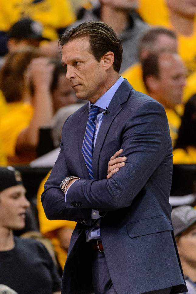 Trent Nelson  |  The Salt Lake Tribune
Utah Jazz head coach Quin Snyder as the Utah Jazz host the Golden State Warriors in Game 3 of the second round, NBA playoff basketball in Salt Lake City, Saturday May 6, 2017.