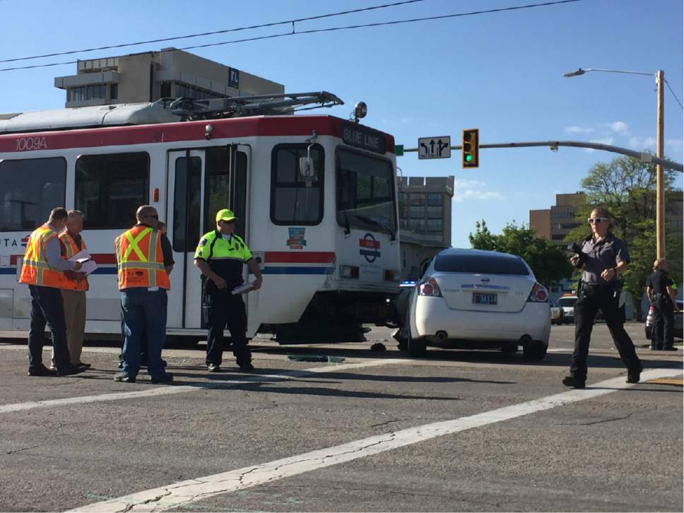 Luke Ramseth  |  The Salt Lake Tribune

A TRAX train crashed into a sedan in Salt Lake City on Wednesday afternoon, sending two to the hospital and causing delays for commuters.