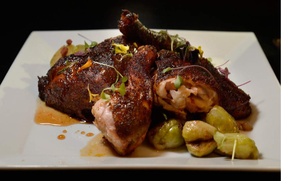 Scott Sommerdorf | The Salt Lake Tribune
The honey smoked chicken at the Charleston Cafe in Draper. Housed in an historic home in Draper, Charleston Cafe serves up salads and paninis at lunch while dinner delivers smoked meats and high-end cuisine that will surprise and delight.