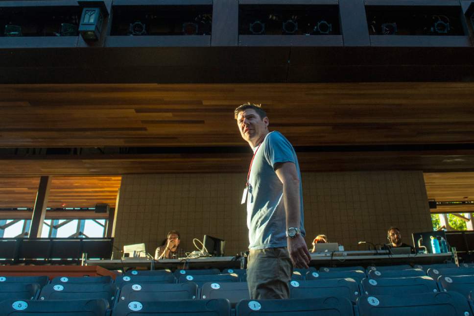 Chris Detrick  |  The Salt Lake Tribune
Director Brian Vaughn works during a rehearsal of Utah Shakespeare Festival's 'Henry V' in the new Engelstad Shakespeare Theatre in Cedar City on Thursday, June 16, 2016. The  outdoor Engelstad Shakespeare Theater is the centerpiece of Southern Utah Universityís $39 million Beverley Center for the Arts, which also houses USFís new 200-seat Eileen and Allen Anes Studio Theatre and the $8 million Southern Utah Museum of Art.