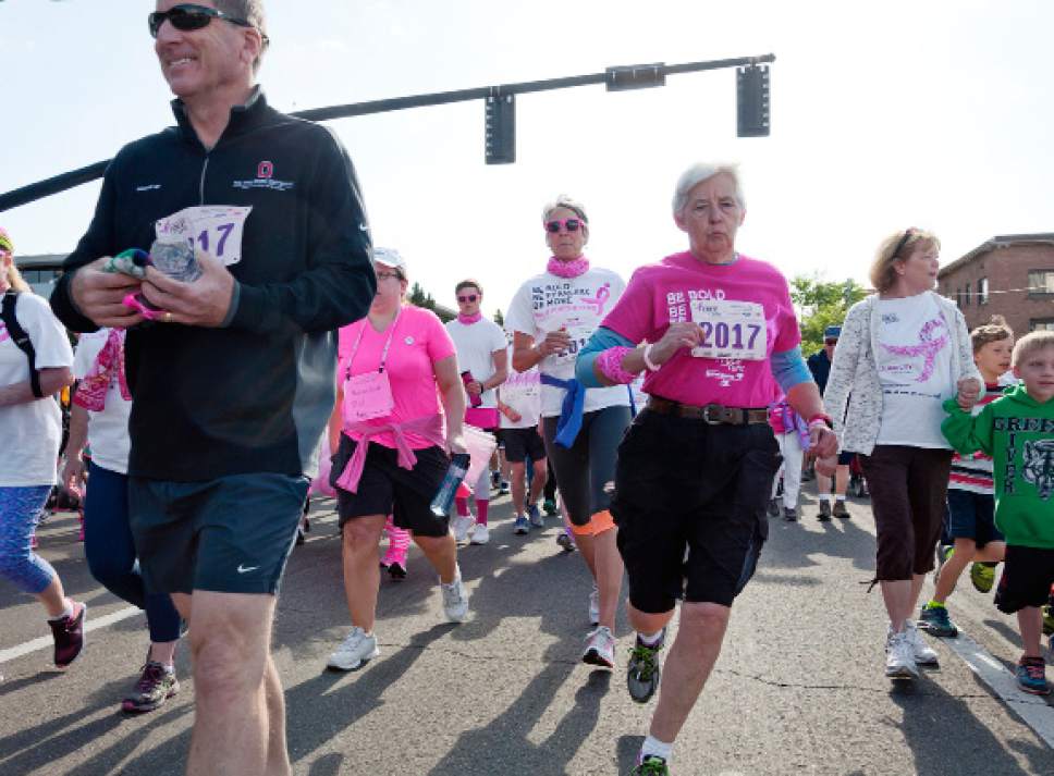 Michael Mangum  |  Special to The Tribune

Runners take off from the starting line during the Susan G. Komen Race for the Cure in Salt Lake City on Saturday, May 13, 2017.