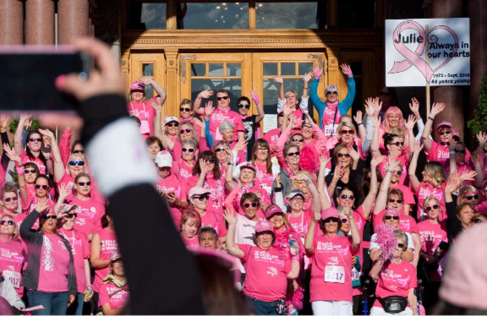 Michael Mangum  |  Special to The Tribune

Cancer survivors pose for a group photo during the Survivors Parade before the beginning of the Susan G. Komen Race for the Cure in Salt Lake City on Saturday, May 13, 2017.