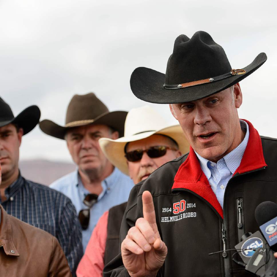 Trent Nelson  |  The Salt Lake Tribune
Secretary of the Interior Ryan Zinke speaks at a news conference at the Kanab Airport, Wednesday May 10, 2017.