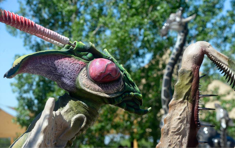 Al Hartmann  |  The Salt Lake Tribune
Giant-sized devil's flower mantis, one of 14 animatronic bugsat Utah's Hogle Zoo that will be around the grounds all summer as part of an effort to educate the public about the importance of bugs in the circle of life.