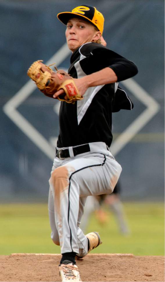 Steve Griffin  |  The Salt Lake Tribune



Roy pitcher Brody Perkes fires to the plate during the class 5A baseball state playoff game against Bingham in South Jordan Wednesday May 17, 2017.