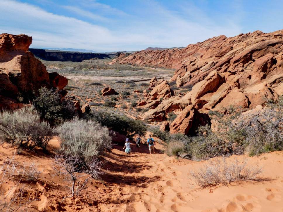 Erin Alberty  |  The Salt Lake Tribune


Hikers make their way up the Babylon Arch trail March 12, 2017 in the Red Cliffs Desert Reserve near Leeds.