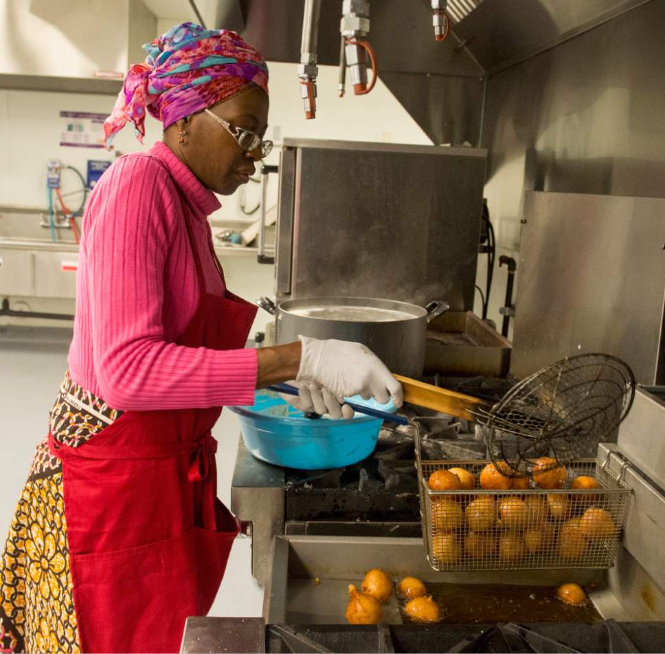 Rick Egan  |  The Salt Lake Tribune

Cathy Tshilombo, owner of Mama Africa Kitoko, seen here in 2015, will serve foods from the Democratic Republic of the Congo, during the 2017 Living Traditions Festival in Salt Lake City.
