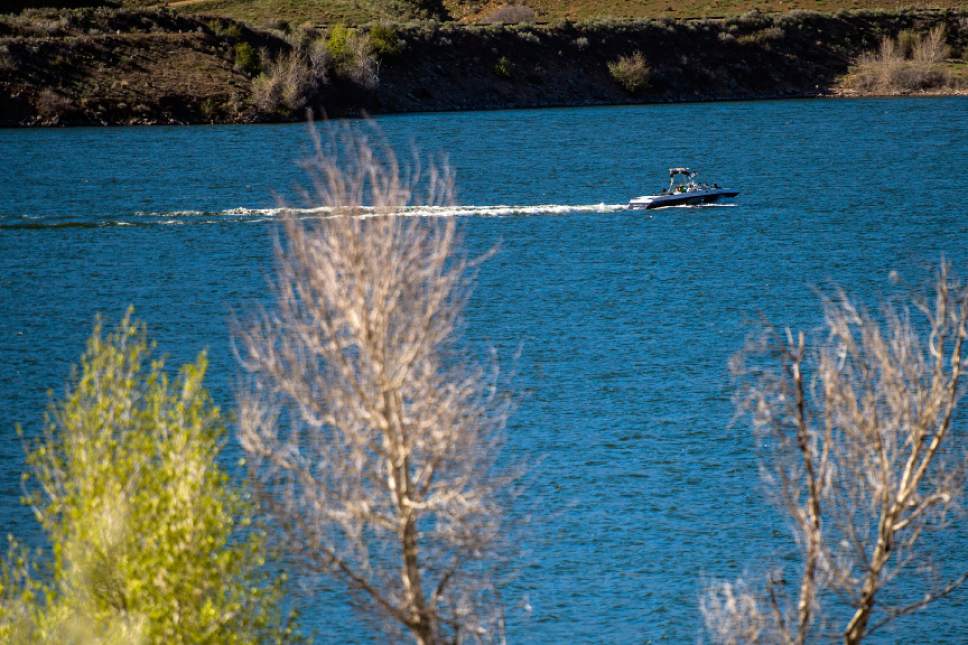 Chris Detrick  |  The Salt Lake Tribune
Boaters on Deer Creek Reservoir Tuesday April 28, 2015.