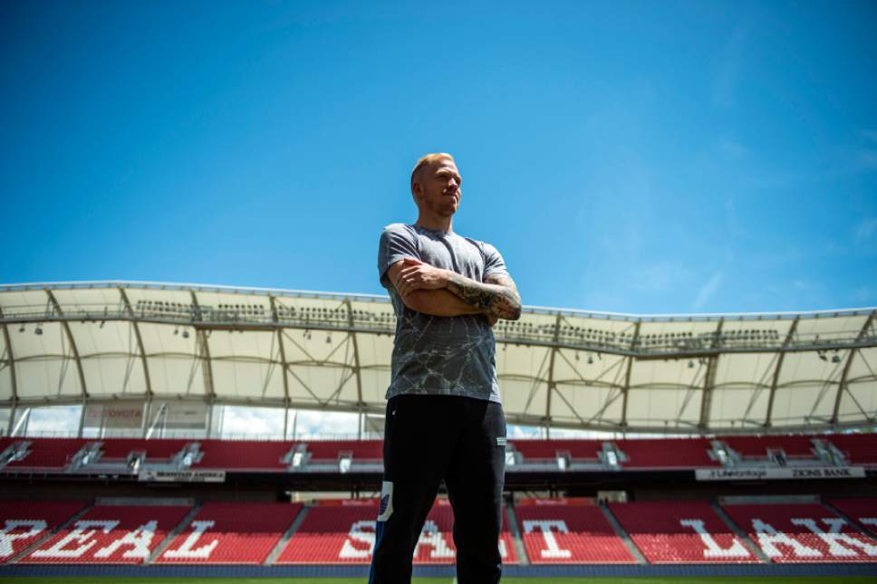 Chris Detrick  |  The Salt Lake Tribune
Real midfielder Luke Mulholland poses for a portrait at Rio Tinto Stadium Tuesday May 20, 2014.