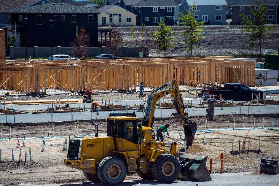 Chris Detrick  |  The Salt Lake Tribune
Construction continues on new buildings in Vineyard City Tuesday, May 23, 2017.