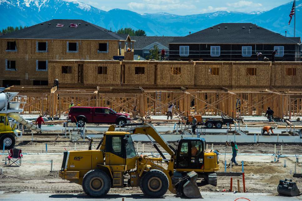Chris Detrick  |  The Salt Lake Tribune
Construction continues on new buildings in Vineyard City Tuesday, May 23, 2017.