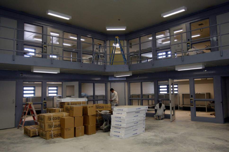 Chris Detrick  |  Tribune File Photo

A dormitory style cell block that will hold eight inmates per cell is under construction at the Utah County Jail. The new facilities will cost around 22-24 million dollars and will begin housing inmates in April with the project fully completed in July.