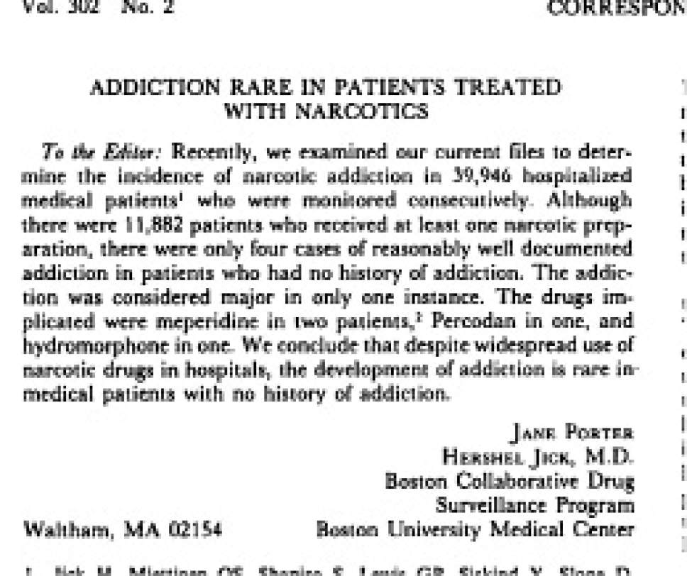 editor the medical to letter journal epidemic  letter The  fueled 1980 opioid Salt doc's How