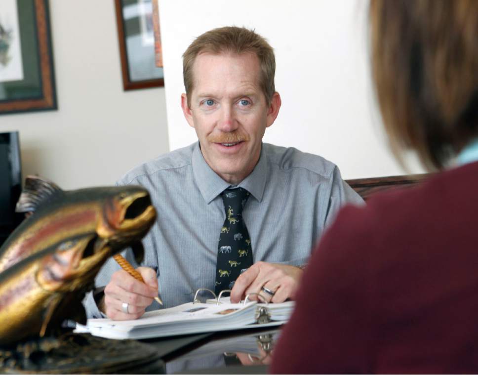 Al Hartmann  |  The Salt Lake Tribune


Greg Sheehan, became director of the Division of Wildlife Resources in 2008. Here interviews employee Crystal Ross on Oct. 20, 2008. He was trying to visit all of his more than 500 employees in face-to-face meetings and had a huge folder with a page for each staffer that included a picture, jobs they have had at the agency and room for notes.