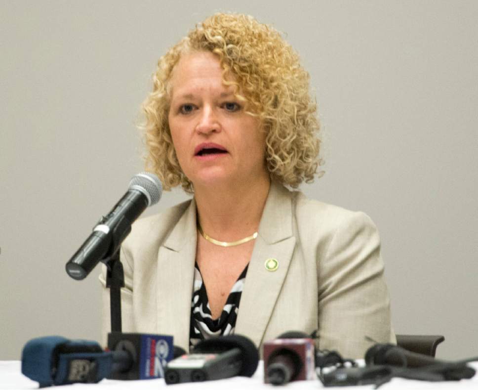 Rick Egan  |  The Salt Lake Tribune

Salt Lake City Mayor Jackie Biskupski makes a comment as part of a panel of state and community leaders as they discussed issues surrounding homelessness in Salt Lake County at Salt Lake Community College South City Campus, Monday, February 13, 2017.