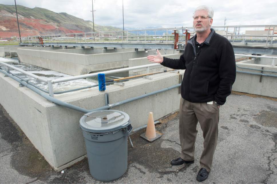 Rick Egan  |  The Salt Lake Tribune

Giles Demke. Plant Maintenance Engineer at Salt Lake City Corporation, talks about the Chlorine contact basin  as he gives a tour of the Wastewater Treatment Plant, located at 1300 West 2300 North in Salt Lake City, Thursday, April 27, 2017.