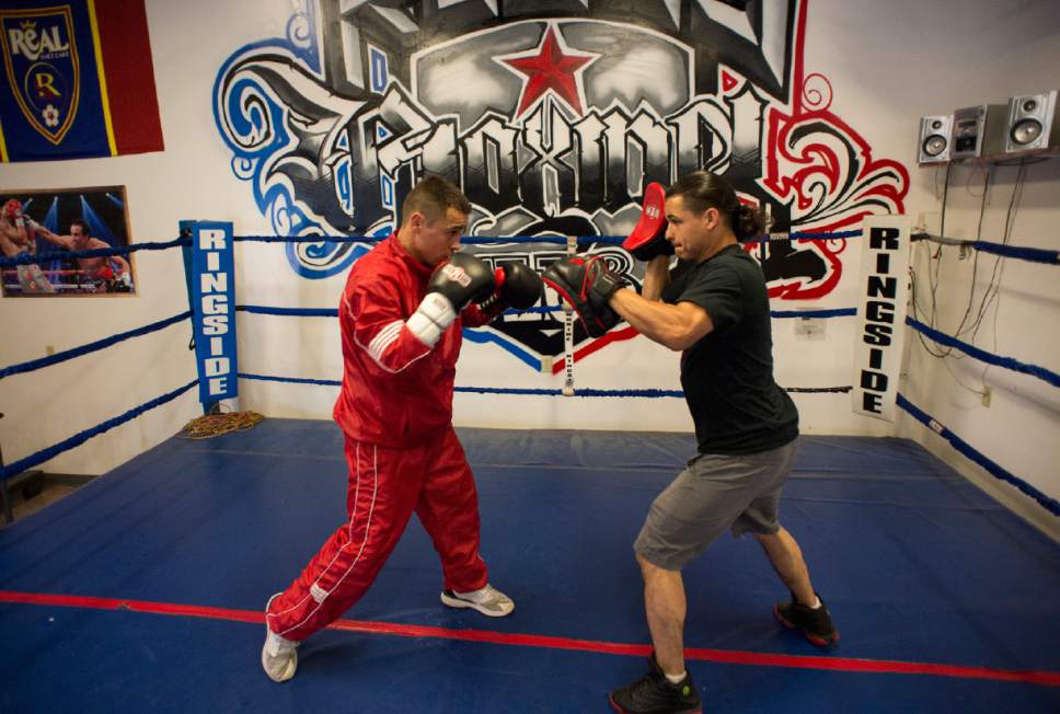 Rick Egan  |  The Salt Lake Tribune

Professional boxer, Jose Haro, West Valley City, trains with his brother Eric, as he prepares for his up coming fight, which will be on national television next Saturday at the Winnavegas Casino in Sloan, Iowa,  Monday, June 5, 2017.