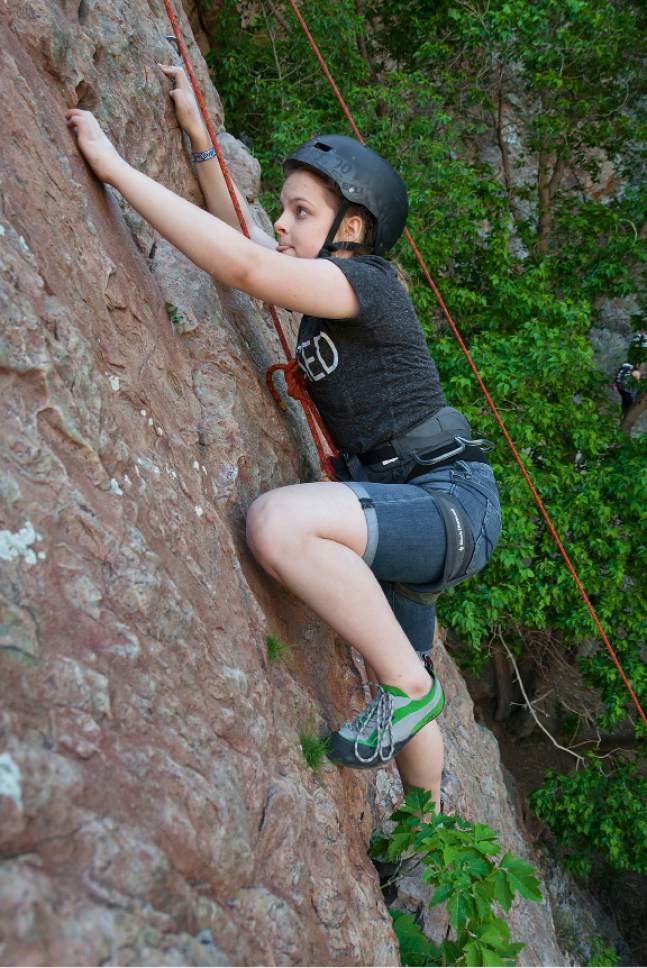 Michael Mangum  |  Special to the Tribune


Ireland Johnson, from Eagle Mountain, rock climbs in Big Cottonwood Canyon during an event organized by Operation Climb On on Saturday, June 10, 2017.