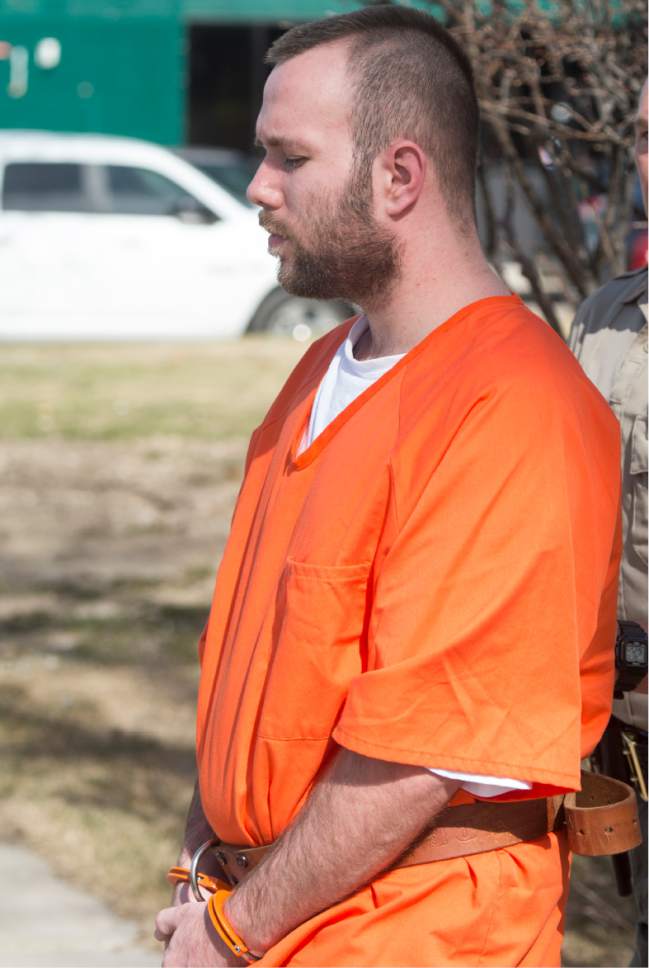 Rick Egan  |  The Salt Lake Tribune
Dereck James "DJ" Harrison leaves Wyoming's 3rd District Court in Kemmerer, after he pleaded guilty to two of the counts, murder in the first degree while perpetrating a kidnapping and kidnapping. Monday, April 17, 2017.